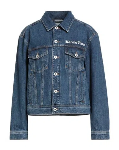Kenzo Woman Denim Outerwear Blue Size S Cotton