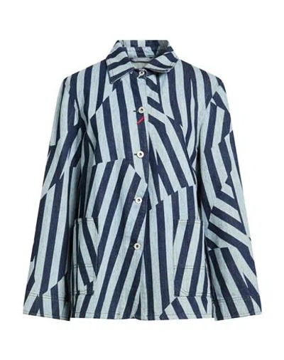 Kenzo Woman Denim Outerwear Blue Size S Cotton In Multi