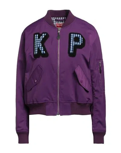 Kenzo Woman Jacket Mauve Size M Polyester, Polyamide, Acrylic, Cotton, Elastane In Mauve