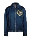 Kenzo Padded Jacket With Collared Neck And Elasticated Cuffs In Navy Blue