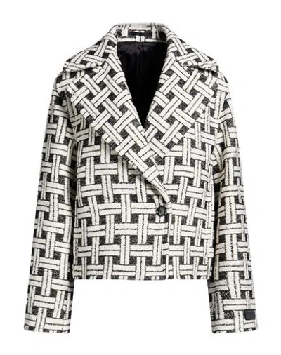 Kenzo Woman Jacket White Size S Cotton, Polyester, Wool, Polyamide, Acrylic