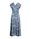 Kenzo Woman Maxi Dress Slate Blue Size 4 Viscose, Polyester In Blue