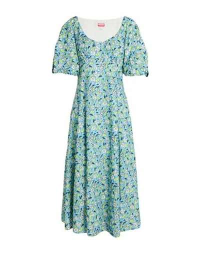 Kenzo Woman Midi Dress Light Blue Size 12 Cotton