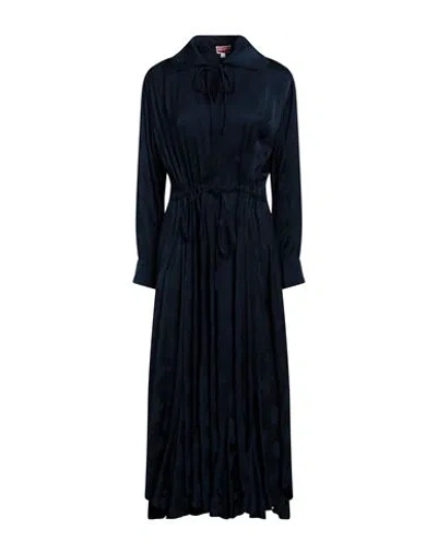 Kenzo Woman Midi Dress Navy Blue Size 6 Viscose In Black