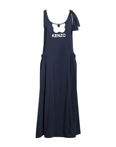 Kenzo Woman Midi Dress Navy Blue Size M Cotton