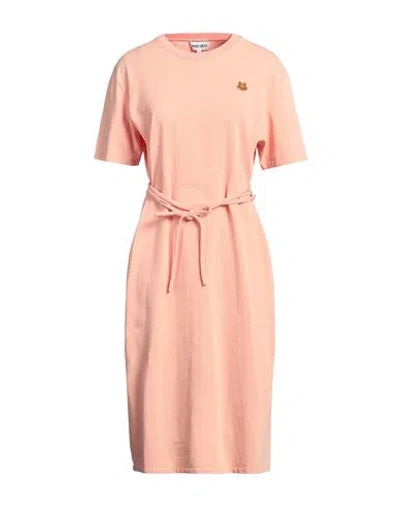 Kenzo Woman Midi Dress Salmon Pink Size M Cotton