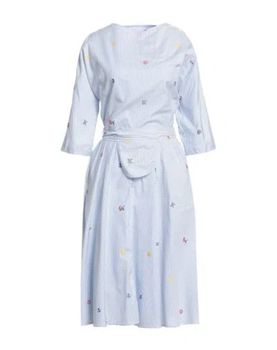Kenzo Woman Midi Dress Sky Blue Size 8 Cotton