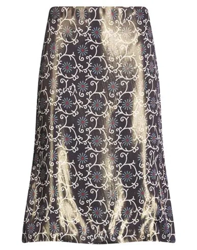 Kenzo Woman Midi Skirt Gold Size 4 Viscose, Metal Fiber In Blue