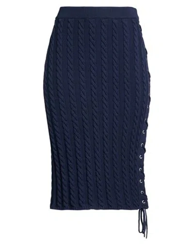 Kenzo Woman Midi Skirt Navy Size L Cotton In Blue