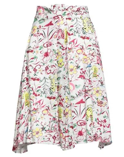 Kenzo Woman Midi Skirt White Size 6 Viscose