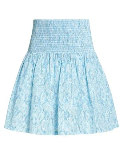 Kenzo Woman Mini Skirt Azure Size 10 Acetate, Viscose, Cotton In Blue