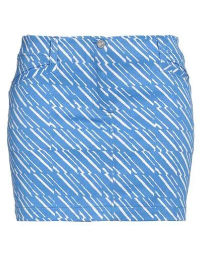 Kenzo Woman Mini Skirt Azure Size 10 Cotton, Elastane In Blue