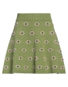 Kenzo Wool Floral Motif Mini Skirt In Green