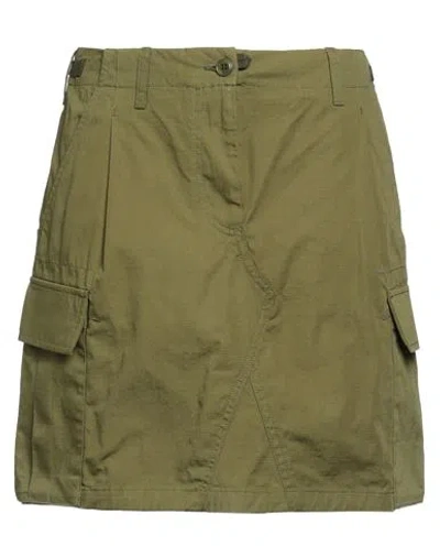 Kenzo Woman Mini Skirt Military Green Size 6 Cotton