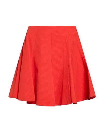 Kenzo Woman Mini Skirt Tomato Red Size 6 Cotton, Linen