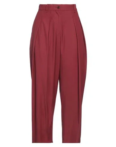 Kenzo Woman Pants Burgundy Size 6 Triacetate, Cotton In Red