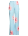 Kenzo Flared Rose Print Trousers In Blue