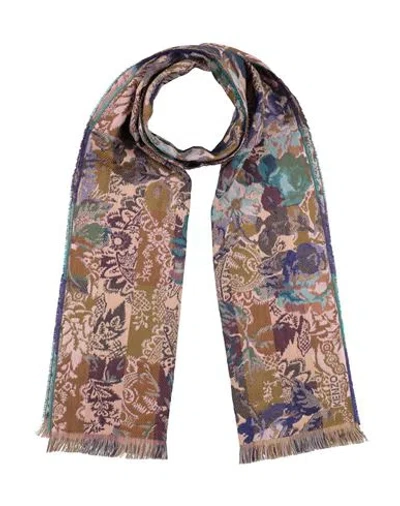 Kenzo Woman Scarf Blue Size - Wool, Silk, Cotton In Brown