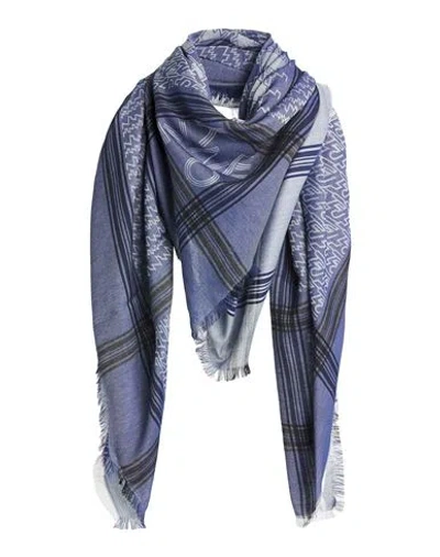 Kenzo Woman Scarf Navy Size - Viscose, Cotton In Blue