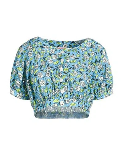 Kenzo Woman Shirt Blue Size 8 Cotton