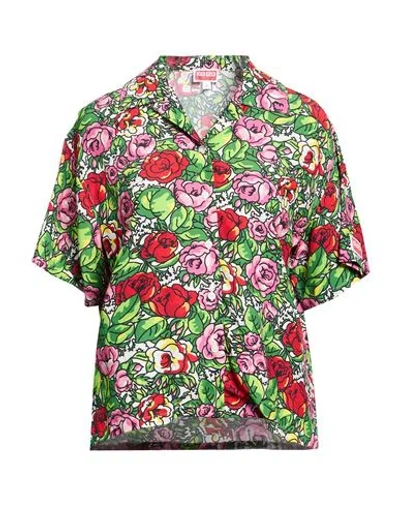 Kenzo Woman Shirt Green Size S Viscose In Multi