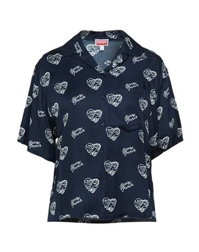 Kenzo Woman Shirt Navy Size L Viscose In Blue