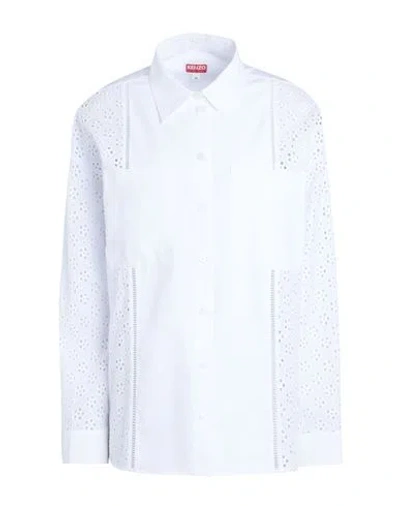 Kenzo Woman Shirt White Size 8 Cotton, Polyester