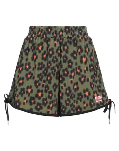 Kenzo Woman Shorts & Bermuda Shorts Military Green Size Xs Rayon, Cotton
