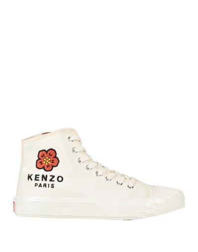 Kenzo Woman Sneakers Ivory Size 5 Textile Fibers In White