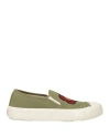 Kenzo Woman Sneakers Military Green Size 6.5 Textile Fibers In White