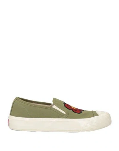 Kenzo Woman Sneakers Military Green Size 6.5 Textile Fibers In White