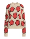 Kenzo Floral Intarsia-knit Cotton Jumper In Beige