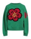 Kenzo Boke Flower Motif Embroidered Sweater In Green
