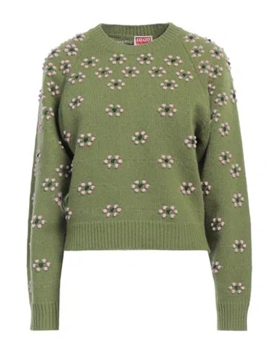 Kenzo Woman Sweater Sage Green Size M Wool, Polyester