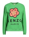 Kenzo Woman Sweatshirt Green Size Xs Cotton, Elastane