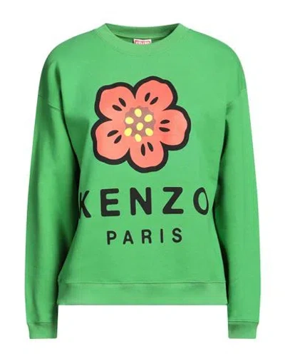 Kenzo Woman Sweatshirt Green Size Xs Cotton, Elastane