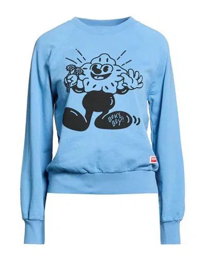 Kenzo Woman Sweatshirt Sky Blue Size Xl Cotton, Elastane