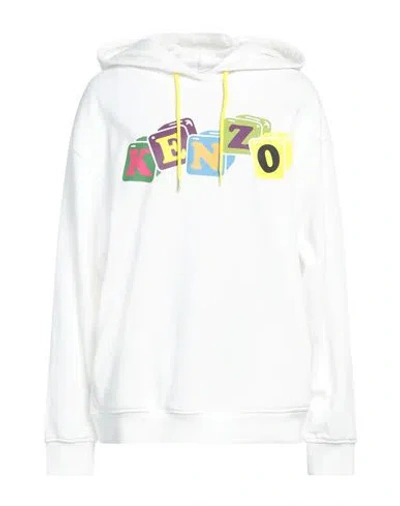Kenzo Woman Sweatshirt White Size L Cotton, Elastane