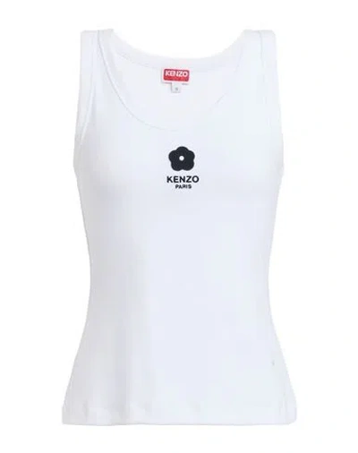 Kenzo Woman Tank Top White Size L Cotton, Elastane