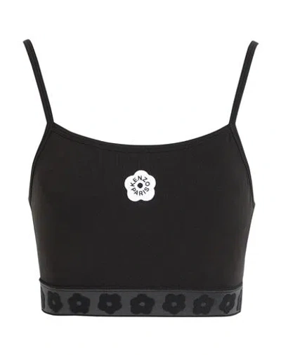 Kenzo Woman Top Black Size L Cotton, Elastane