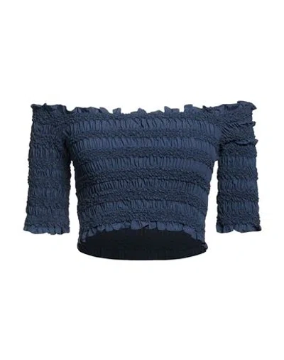Kenzo Woman Top Navy Size L Cotton In Blue