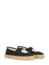 Kenzo Round Toe Canvas Espadrilles With Jute Sole In Black