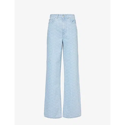 Kenzo Ayame High-rise Wide-leg Jeans In Blue Denim