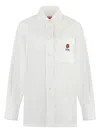 Kenzo Boke Flower Embroidered Slim-fit Shirt In White