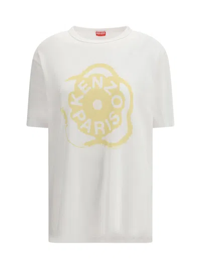 Kenzo Crew Neck Silk And Nylon Graphic Top In White