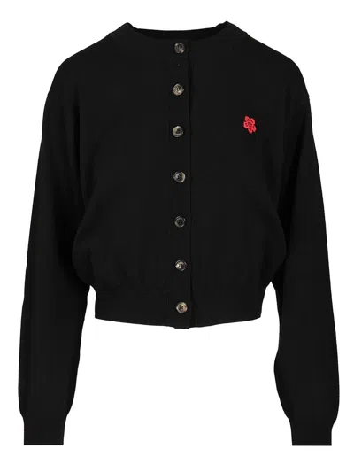 Kenzo Women 'boke Flower' Embroidered Cardigan In Black