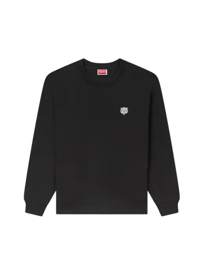 Kenzo Women Cotton Sweatshirt With " Happy Tiger" Embroidery In Black
