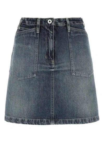 Kenzo Women Denim Mini Skirt In Blue