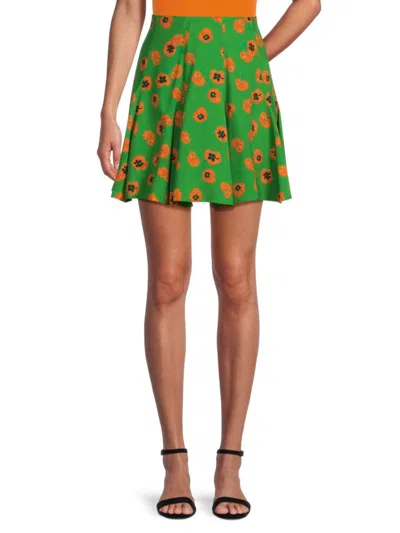 Kenzo Women's Floral Fit & Flare Mini Skirt In Grass Green Multi