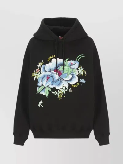 Kenzo Women's Floral Print Hoodie In Black